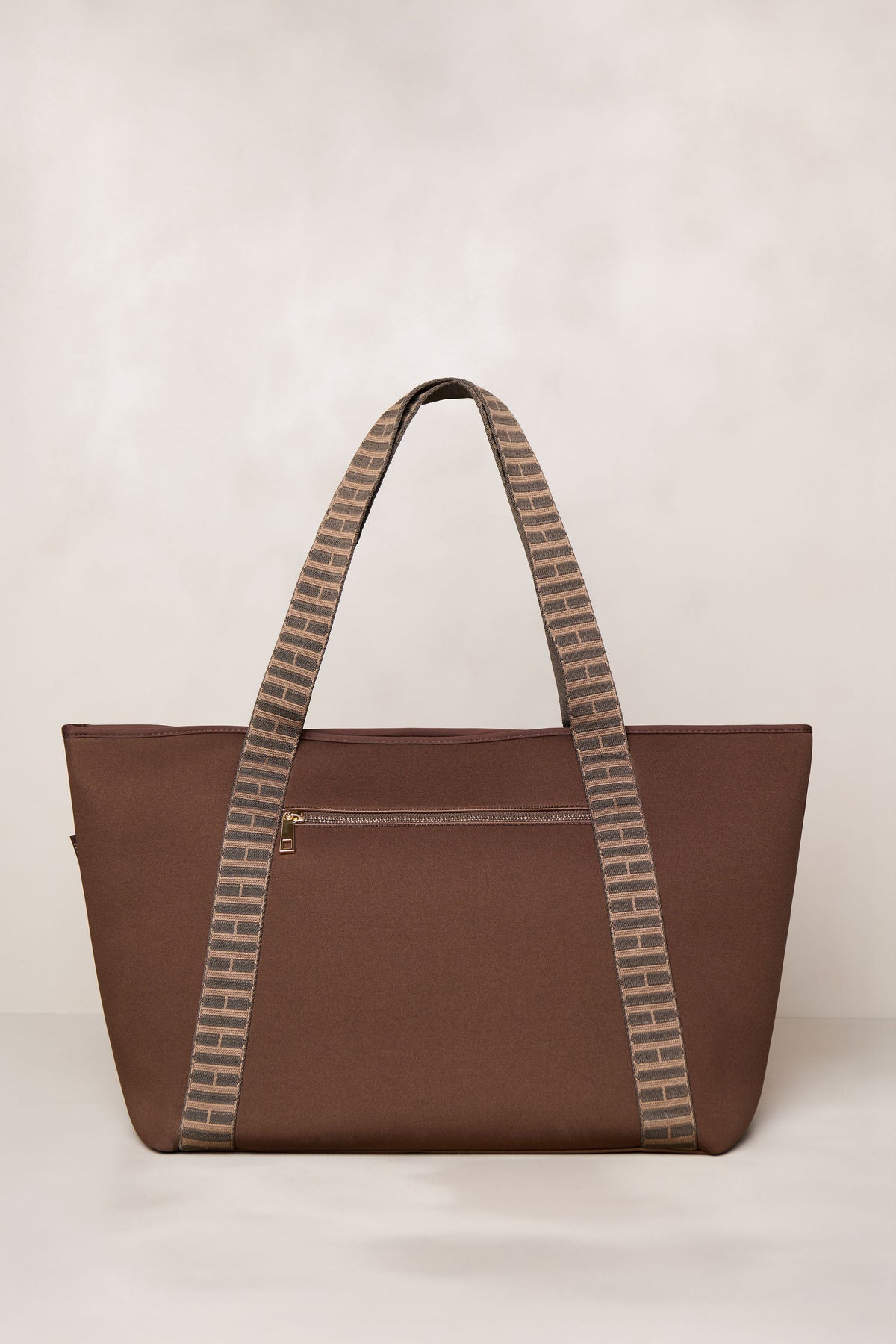 Chocolate brown carry all convertible tote backpack bag in neoprene XL with adjustable straps