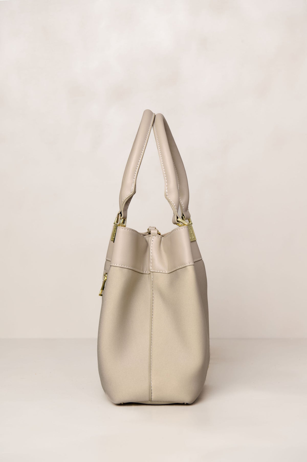 Taupe mini tote bag side view