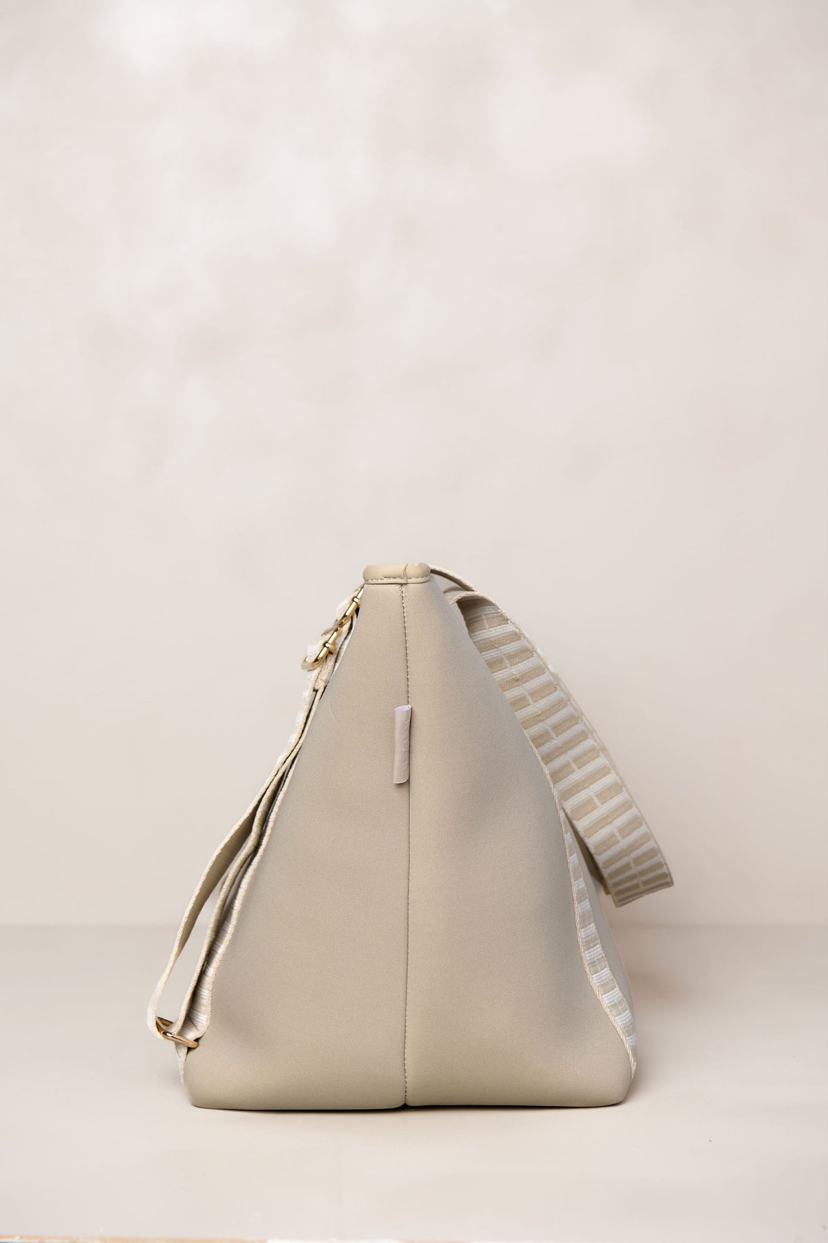 Taupe cream carry all convertible tote backpack bag in neoprene XL with adjustable straps