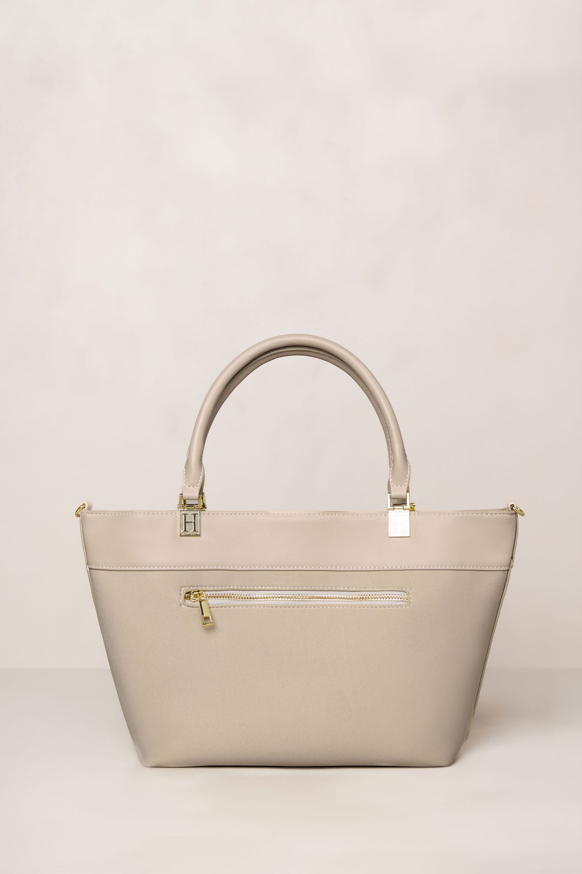 Taupe cream shoulder bag mini with pockets